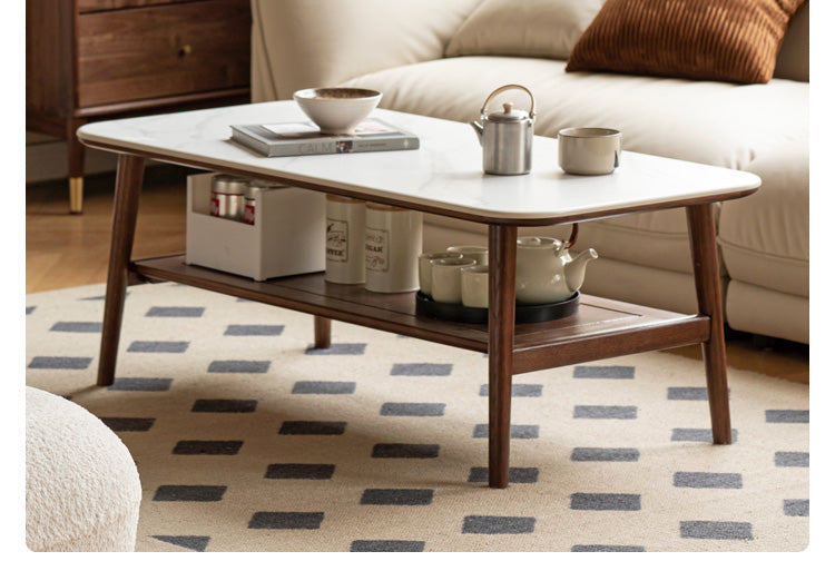 Oak, Beech Solid Wood Slate Coffee Table