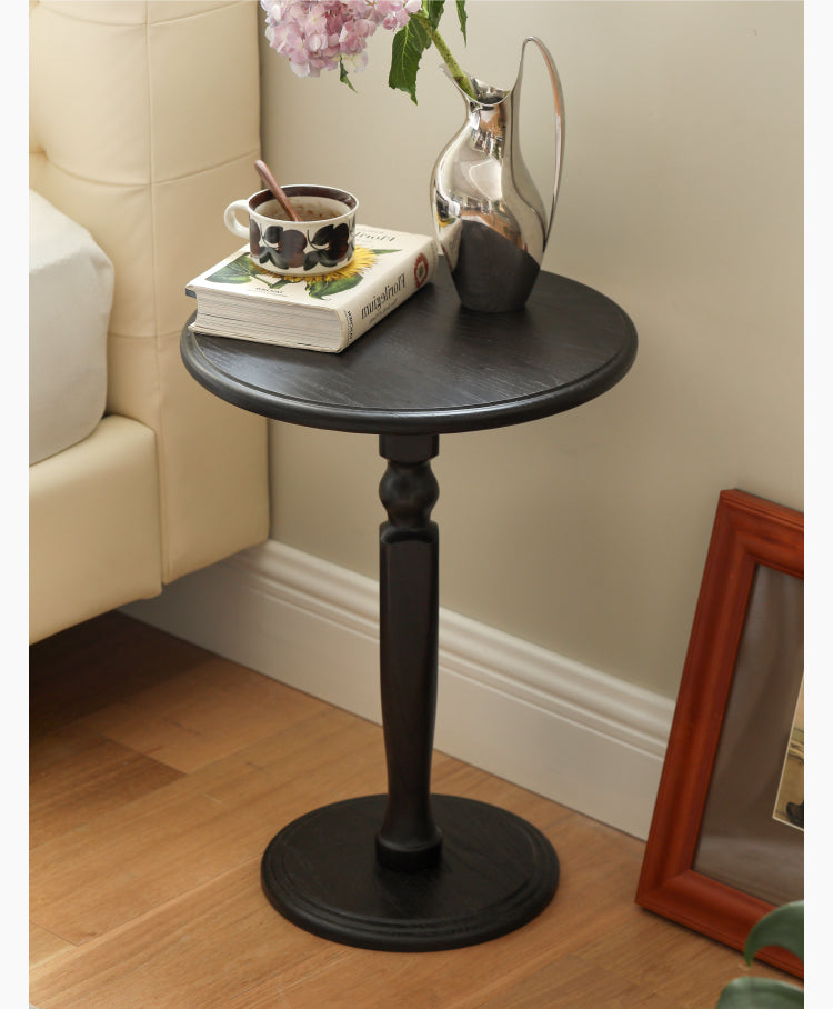 Solid Rubberwood, Poplar Solid Wood Side Table Black Small Furniture