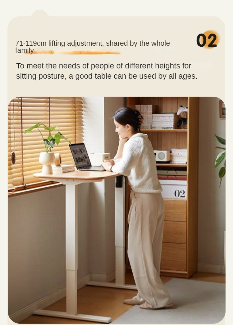 Beech Solid Wood Smart Electric Lifting Standing Desk