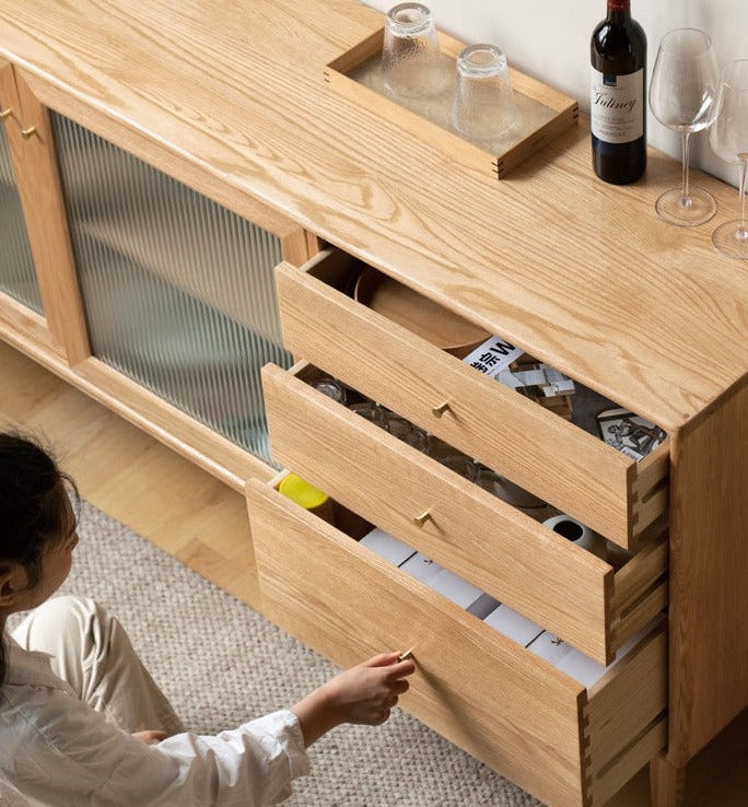Oak solid wood sideboard cabinet"