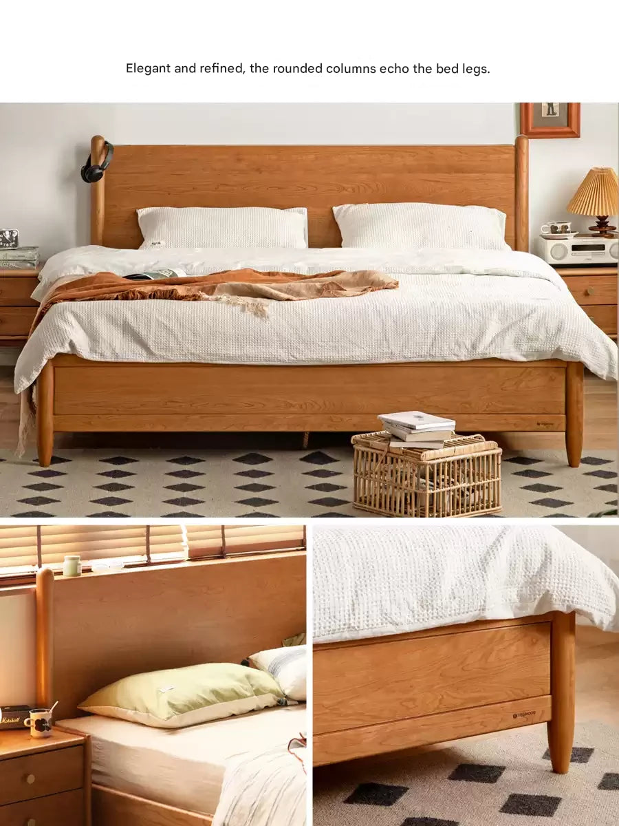 Cherry Wood, Black Walnut Solid Wood Box Bed