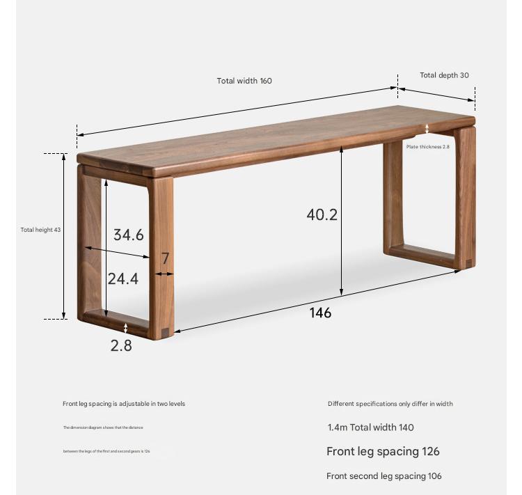 Black Walnut, Oak, Ash Solid Wood Long Bench
