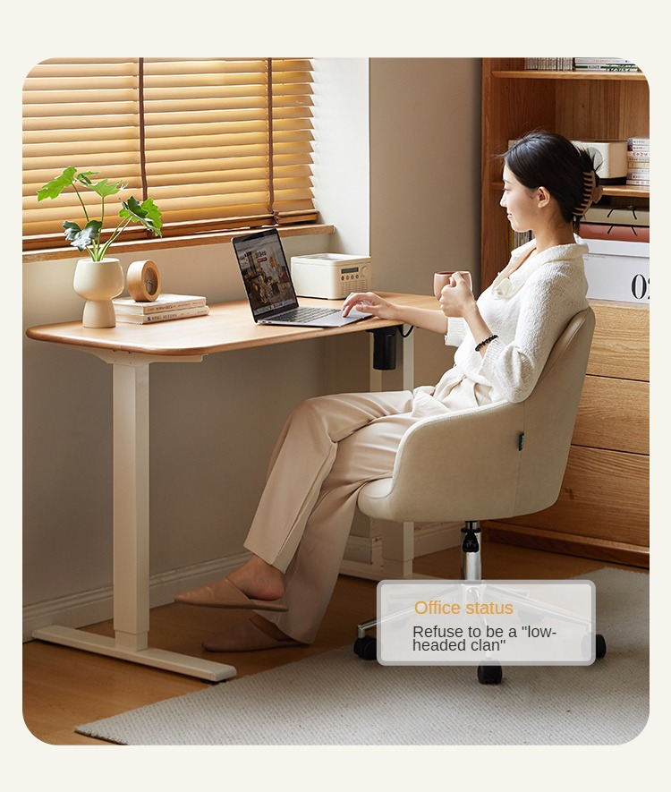Beech Solid Wood Smart Electric Lifting Standing Desk