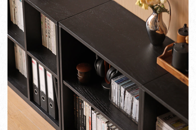 Oak, Solid Rubberwood Bookcase Modern Floor Combination Cabinet