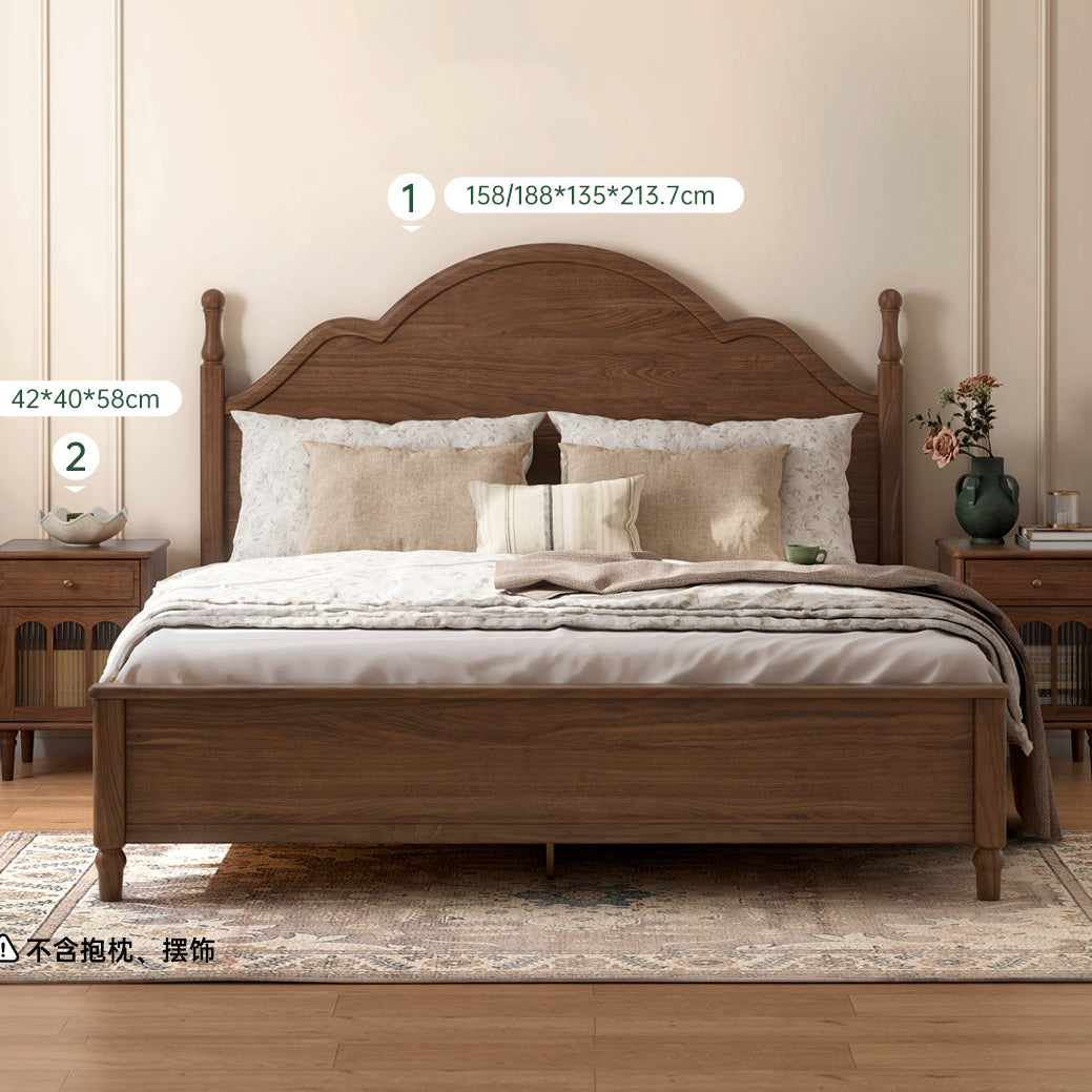 Black Walnut Solid Wood American Large Board Vintage Double Bed