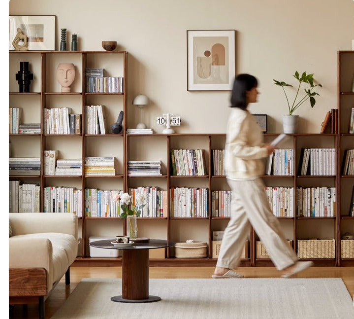 Black Walnut Solid Wood Bookshelf Shelf Free Lattice Combination