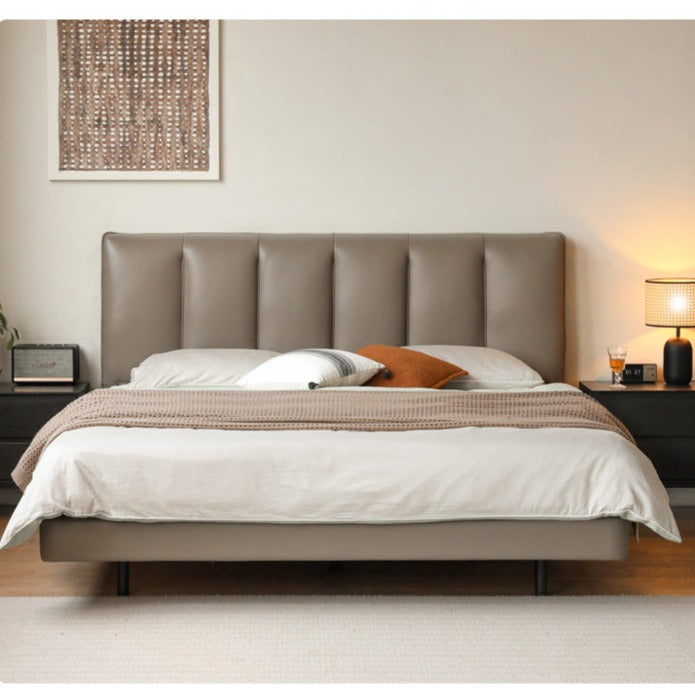 First layer of yellow cowhide Bed Light Luxury Suspension Bed