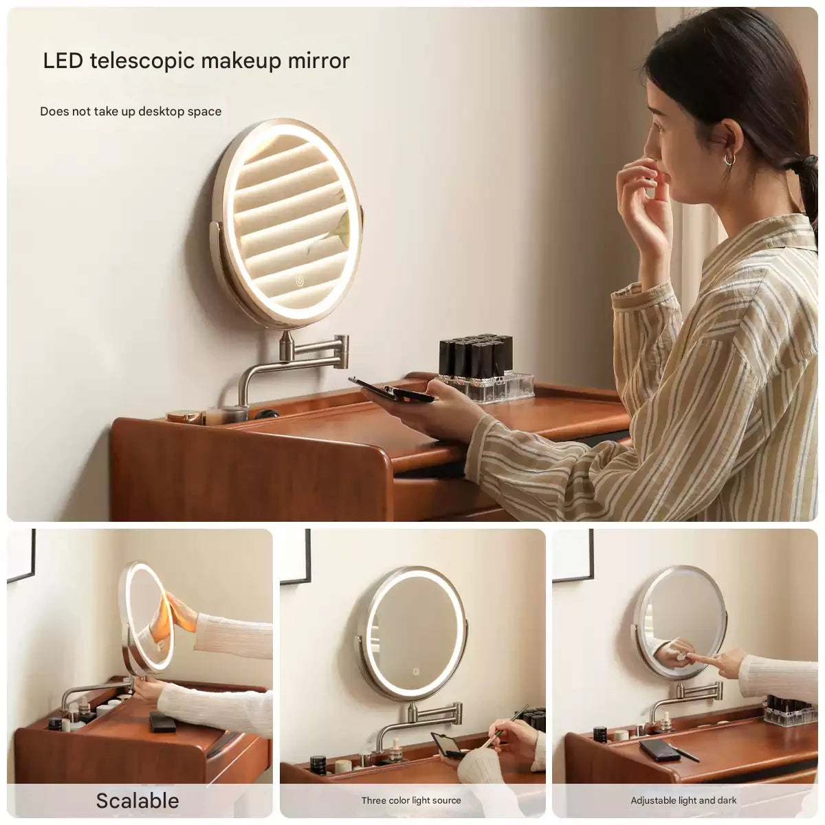 Poplar Solid Wood Multi Functional Retro Dressing Table.