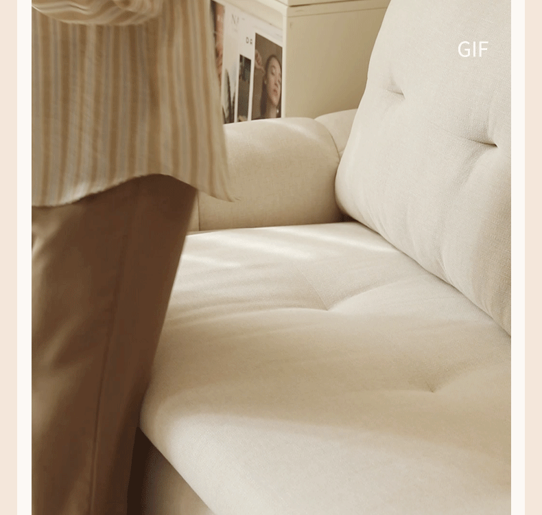 Fabric retractable sofa bed white cream style dual-purpose