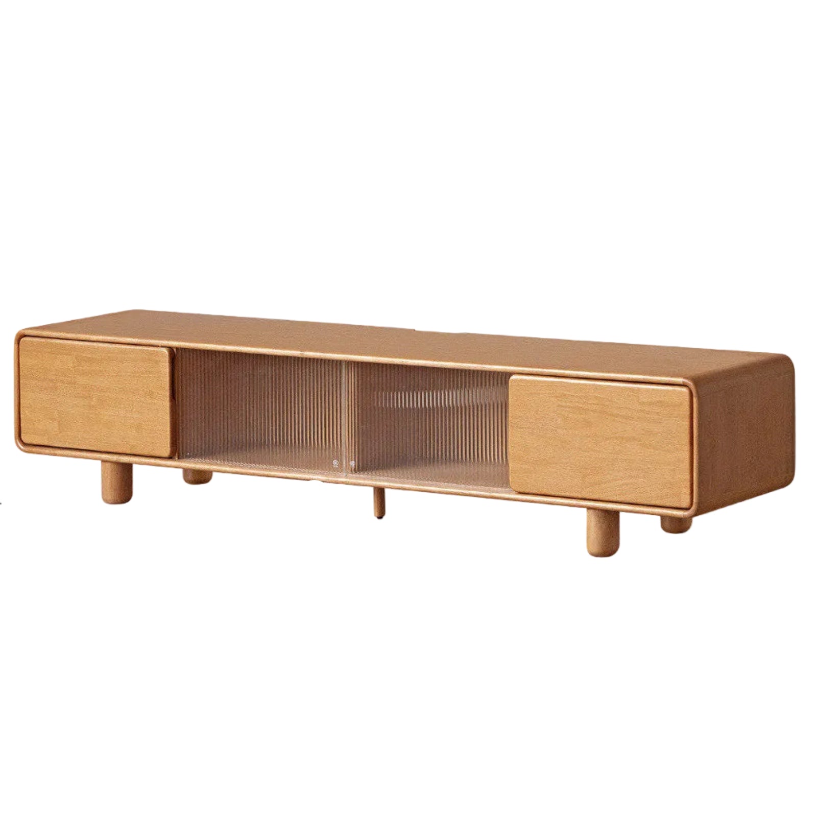Solid Rubberwood Scandinavian TV Stand