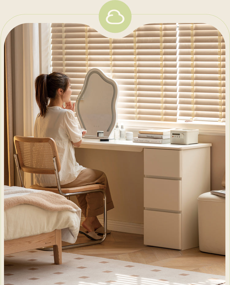 Rubber Wood, Poplar Solid Wood Cream Style Single-Leg Desk