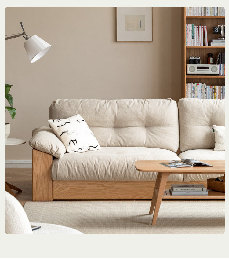 Oak Solid Wood Floor Storage Sofa, Goose Down.