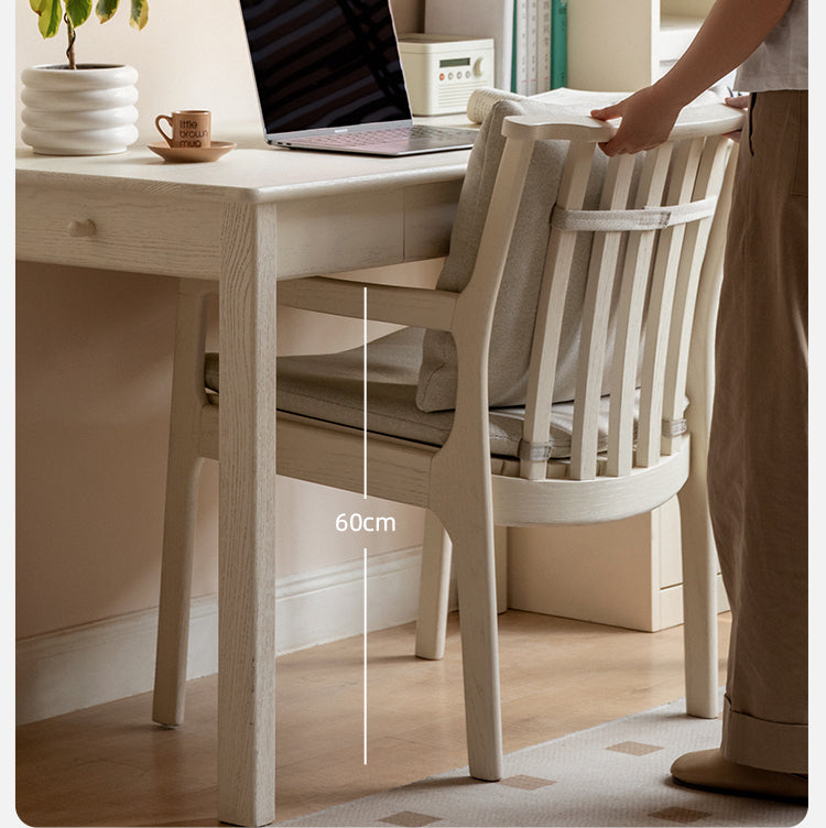 Oak Solid Wood Cream Style Study Chair