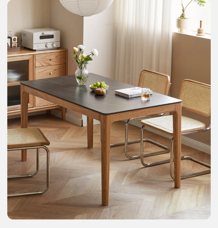 Oak, Ash Solid Wood Log Style Rectangular Dining Table