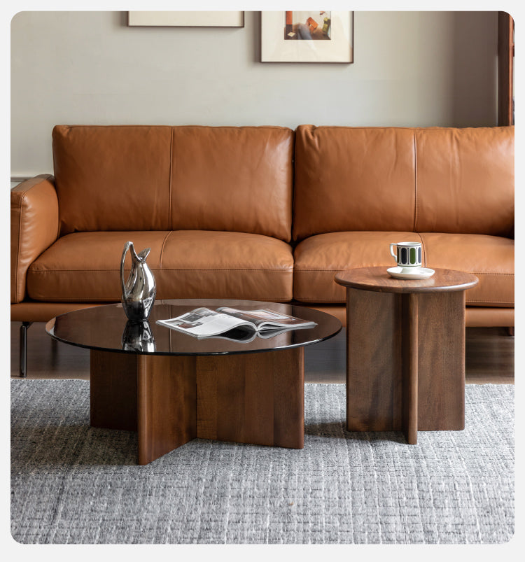 Black Walnut Combination Round Coffee Table