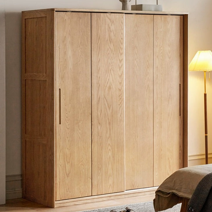 Oak, Ash Solid Wood Wardrobe Sliding Door.