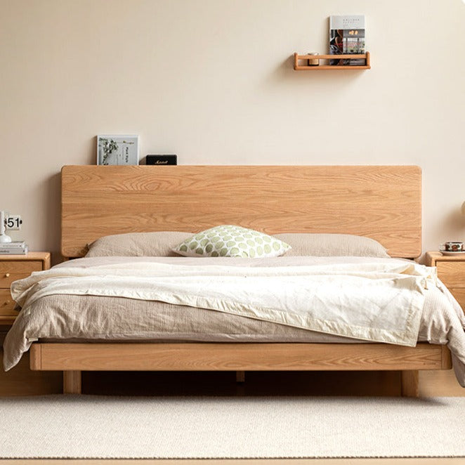 Oak Solid Wood Modern Suspension Bed