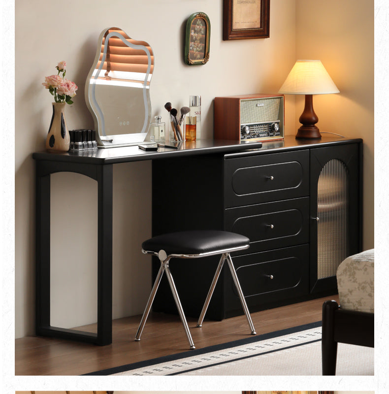 Poplar Solid Wood Retractable Dressing Table Retro Style.