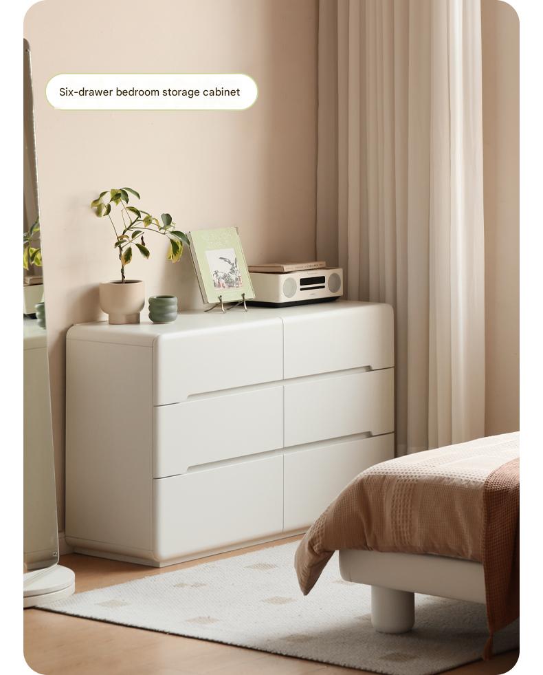 Poplar, Solid Rubberwood Storage Cream Drawer Dresser