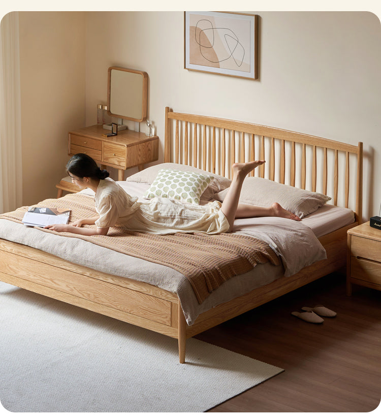 Oak Solid Wood Windsor Box Bed Nordic Modern