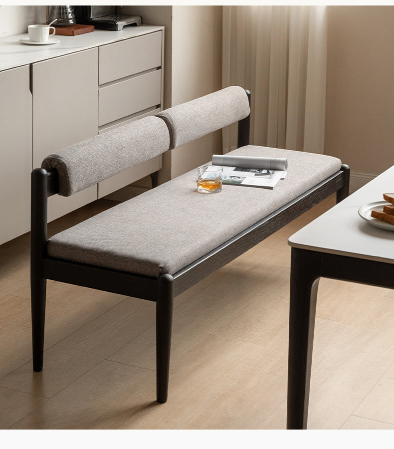 Oak Solid Wood Bench With Backrest