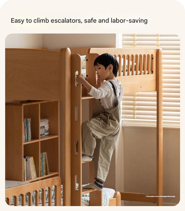 Beech solid wood children's bunk bed.
