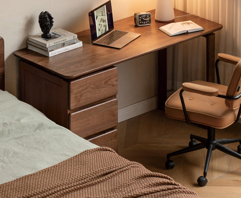 Black Walnut, Oak, Sandalwood, Ash Solid Wood Desk with Drawers