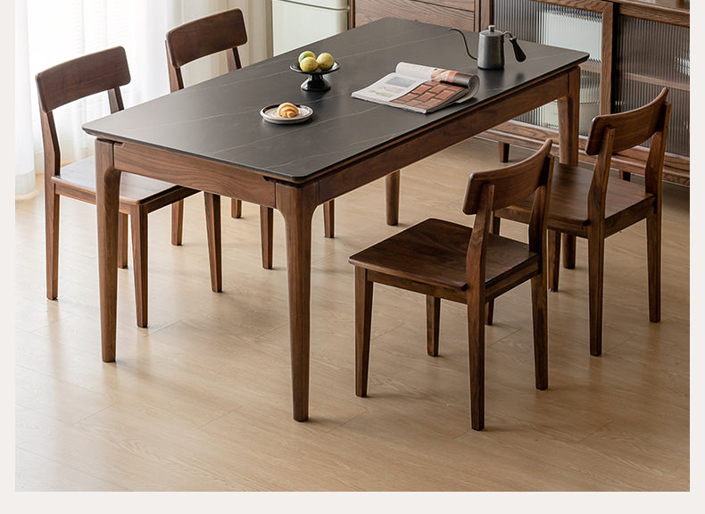 Black Walnut Solid Wood Rock Plate Dining Table