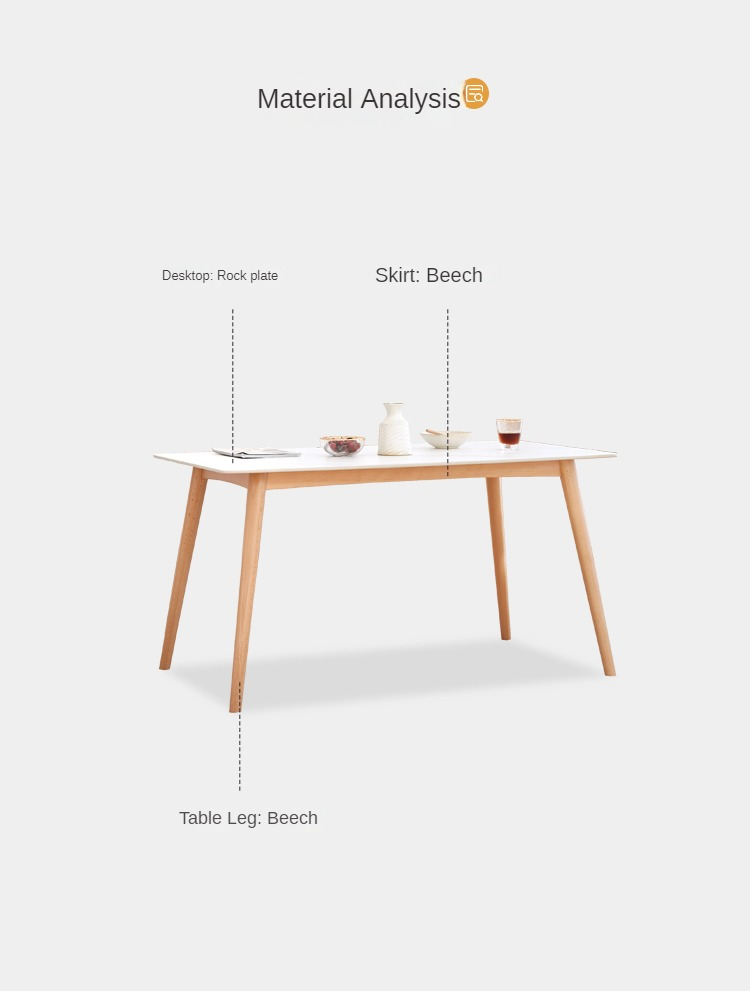 Beech Solid Wood Rock Plate Dining Table