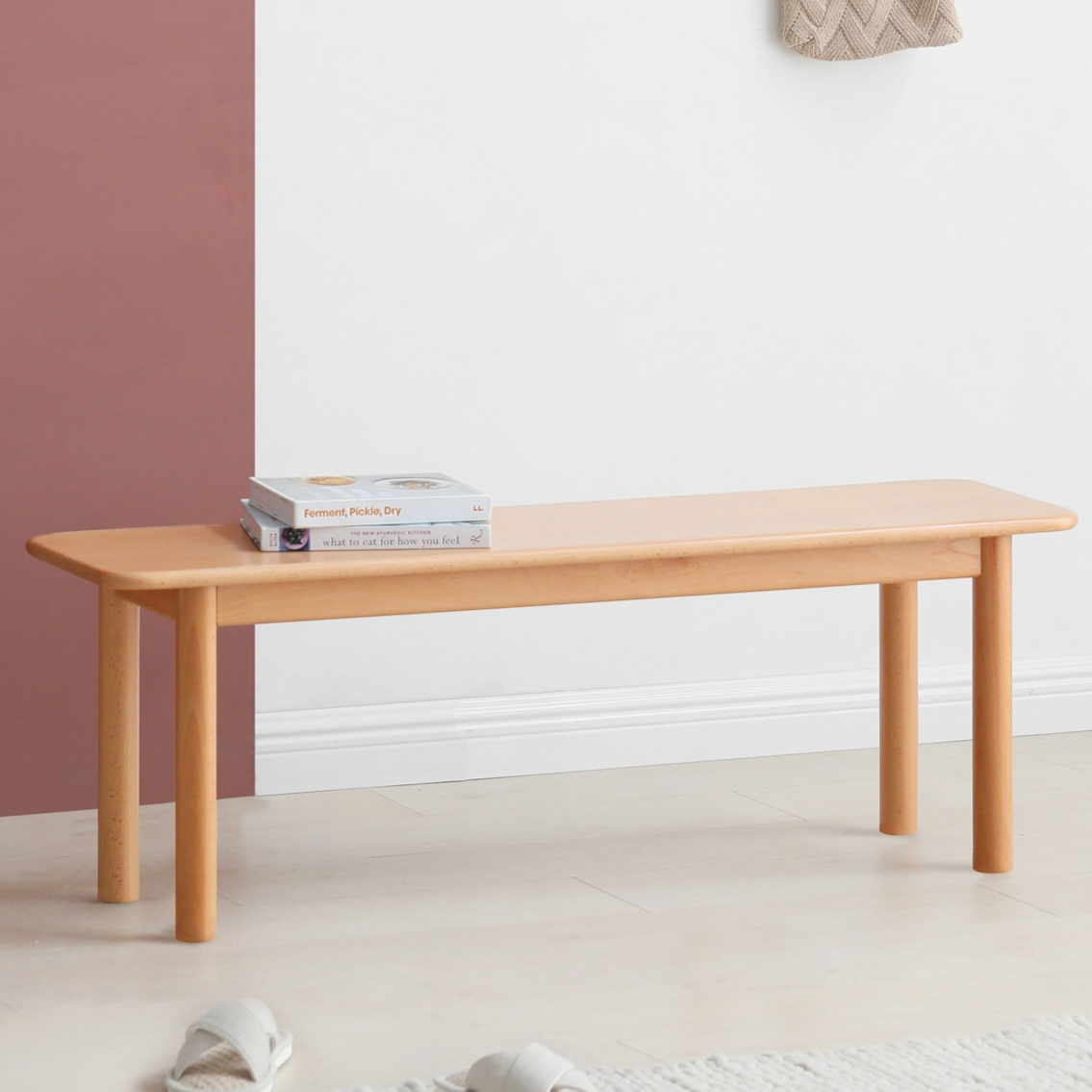 European Beech Wood Modern Long Bench