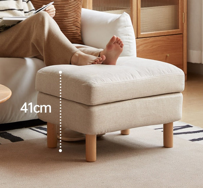 Beech Solid Wood Fabric Footstool