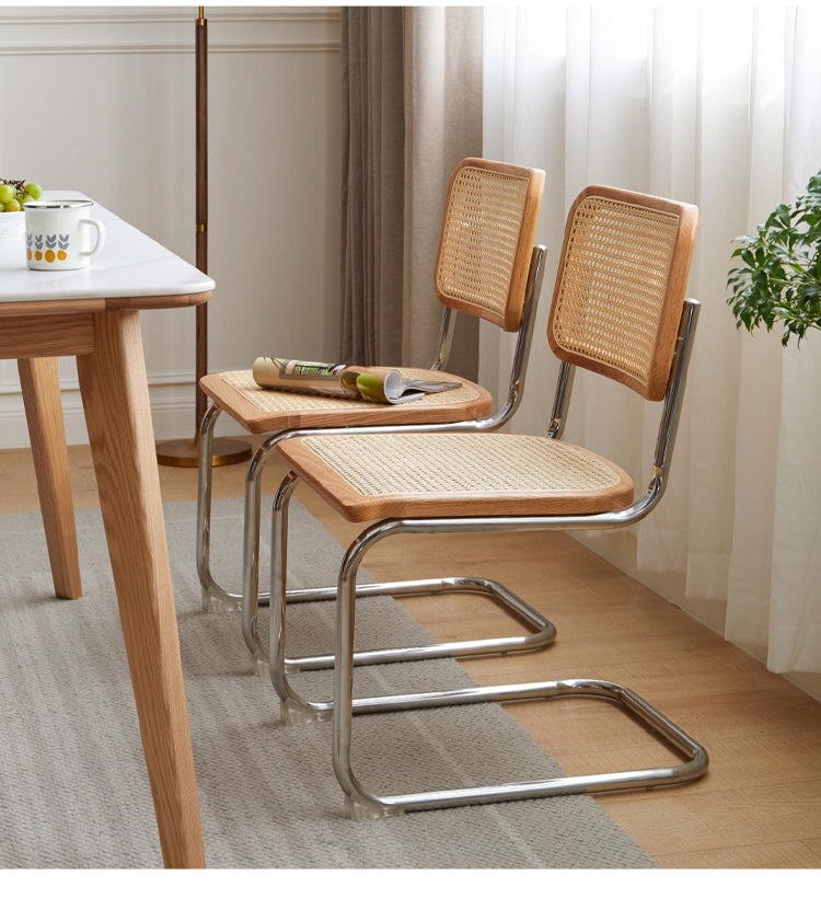 Oak Solid Wood Rattan Suspended Chair Set of 4pcs
