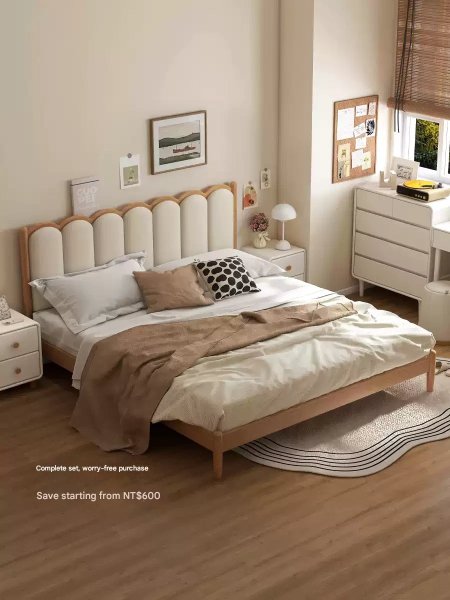 Oak Solid wood dream house soft bed