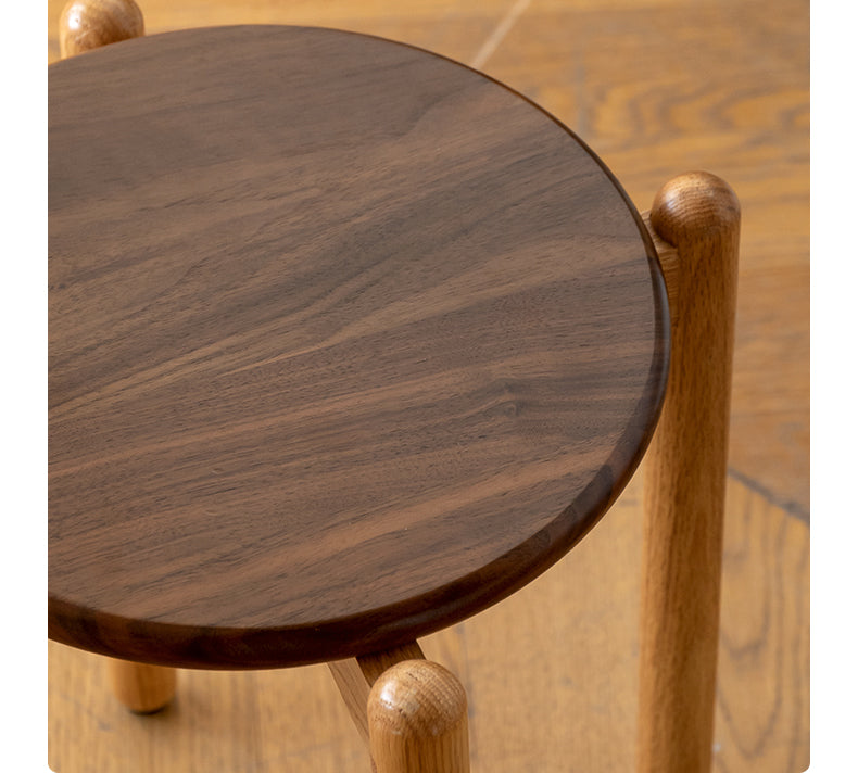 Black Walnut, Ash, Oak, Beech, Cherry Solid Wood, Solid RubberWood Stackable Small Stool