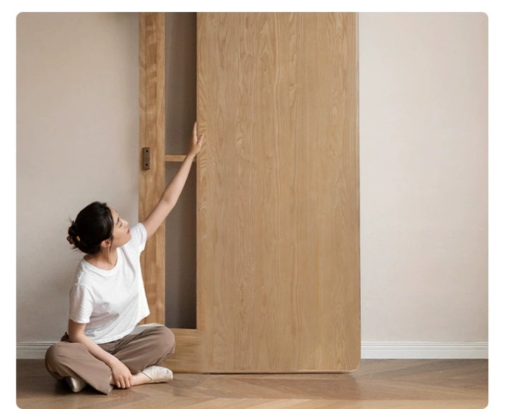 Ash Solid Wood Bed Simple High Headboard.