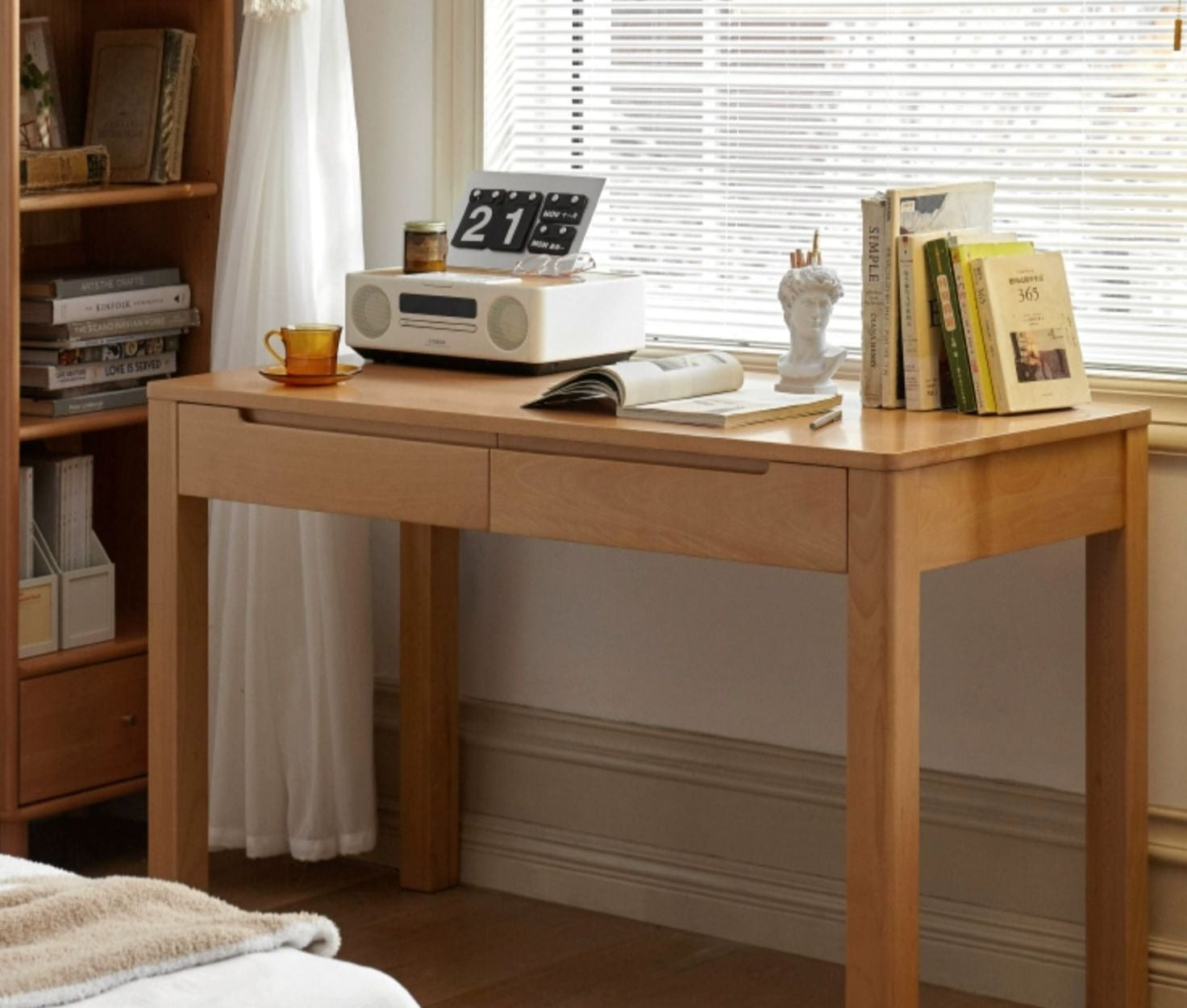 Beech Solid Wood Study Computer Office Desk