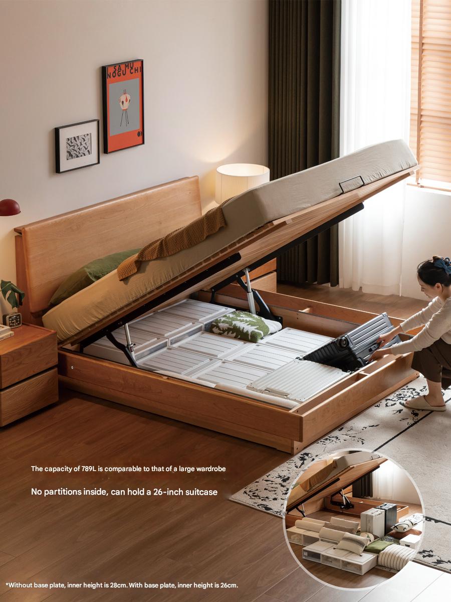 Cherry Solid Wood Box Bed Medieval Style.