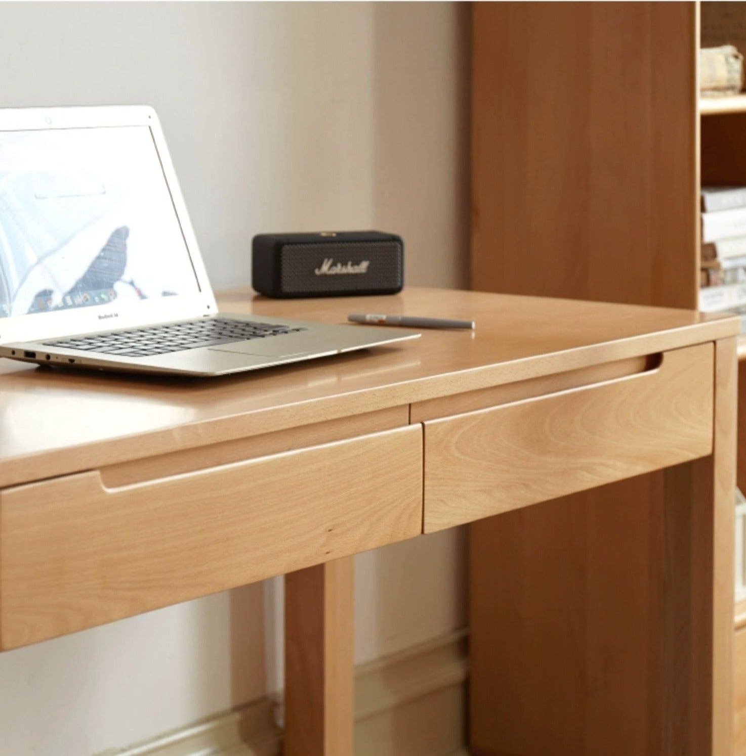 Beech Solid Wood Study Computer Office Desk