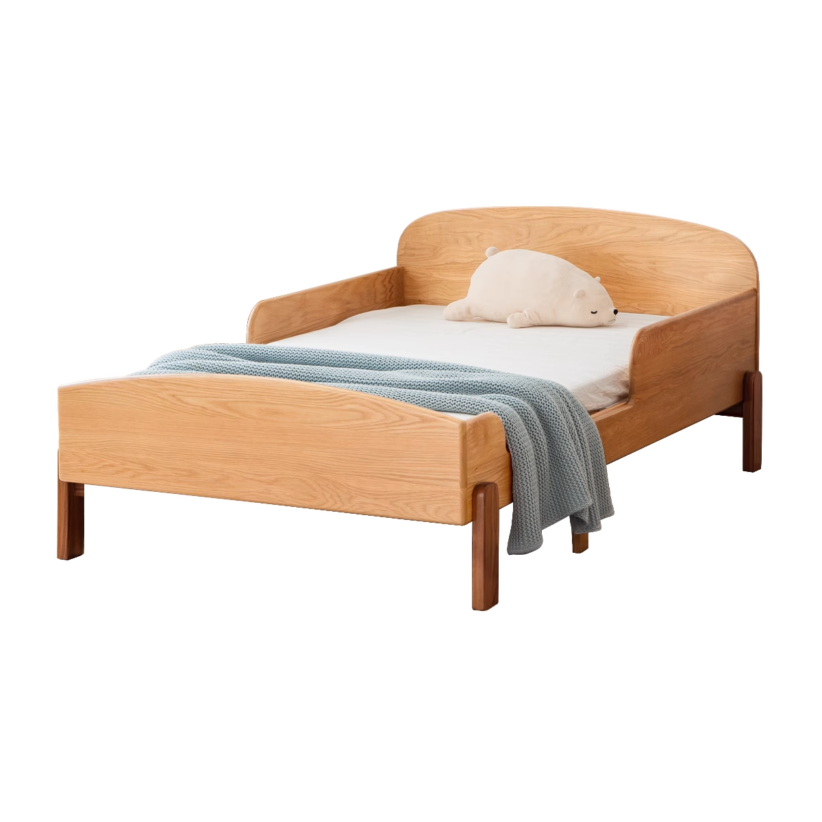 Oak, Beech solid wood Telescopic Toddler Bed from 57 in (145 cm) to 80.7 in (205 cm)<