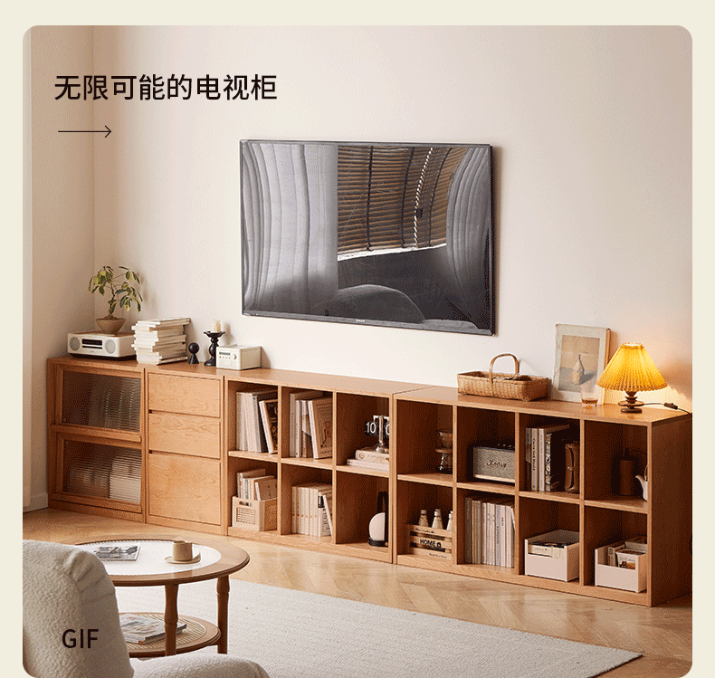Cherry Solid Wood Vintage Floor Storage Bookcase