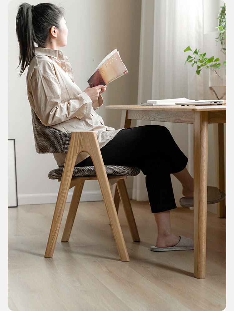 Black walnut, Ash, Oak Solid Wood Chair with soft fabric/leather back*