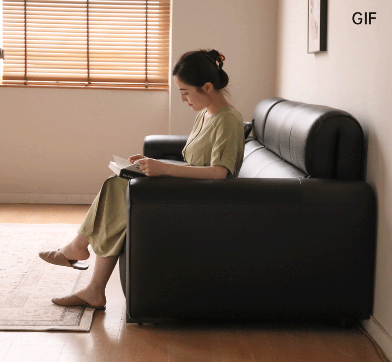 Leather Electric Italian Zero Wall Black Leather Sofa.
