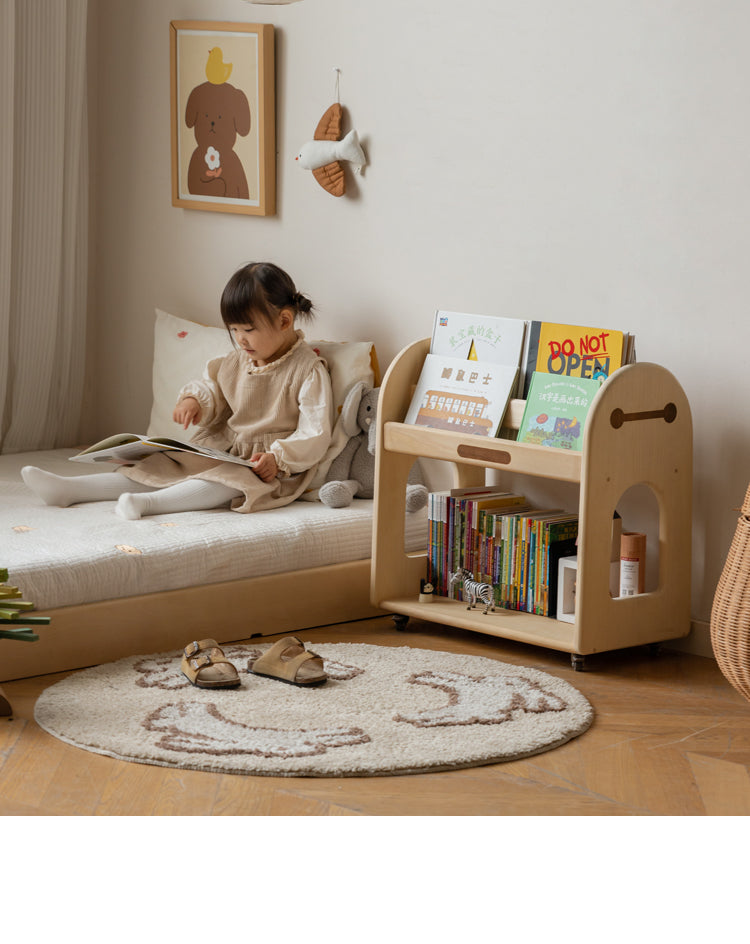 Poplar Solid Wood Movable Kids Storage Rack
