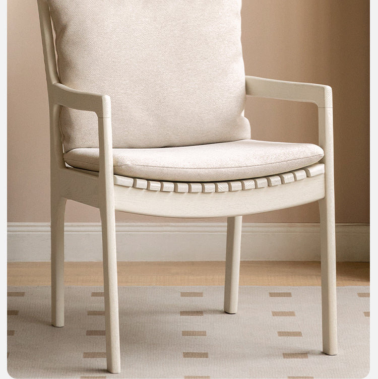 Oak Solid Wood Cream Style Study Chair