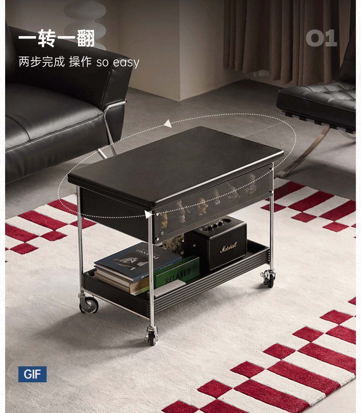 Tulipwood Solid Wood Foldable Coffee Table with Mobile Design