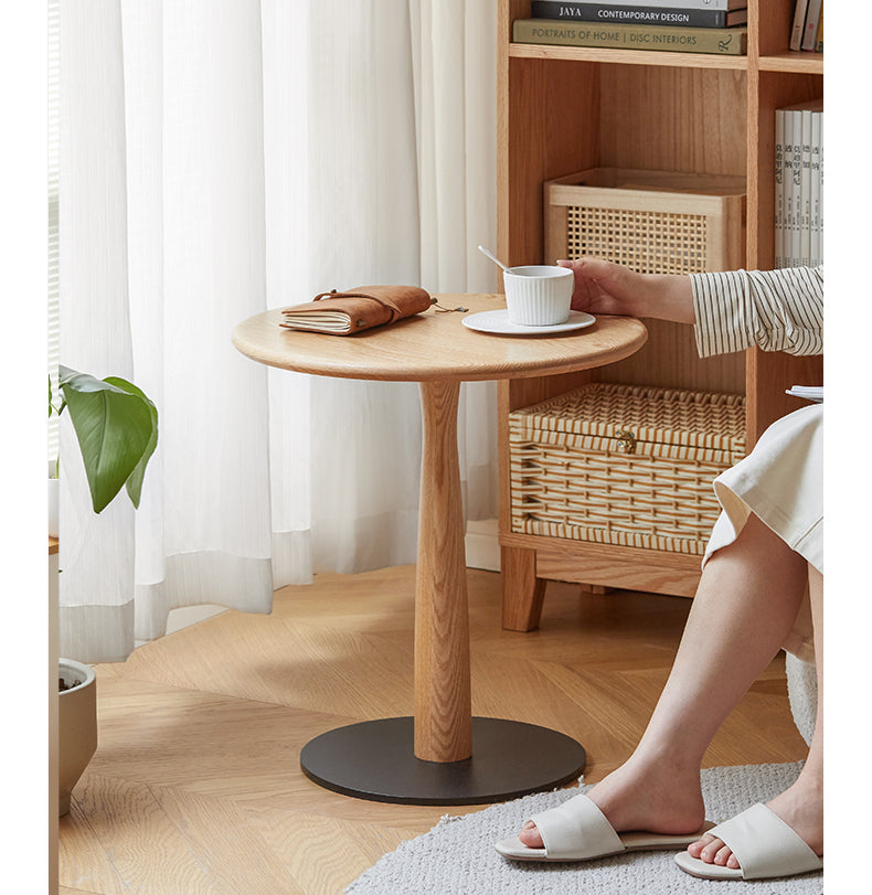 Oak, Black Walnut, Cherry, Beech Solid Wood Round Side Table Modern