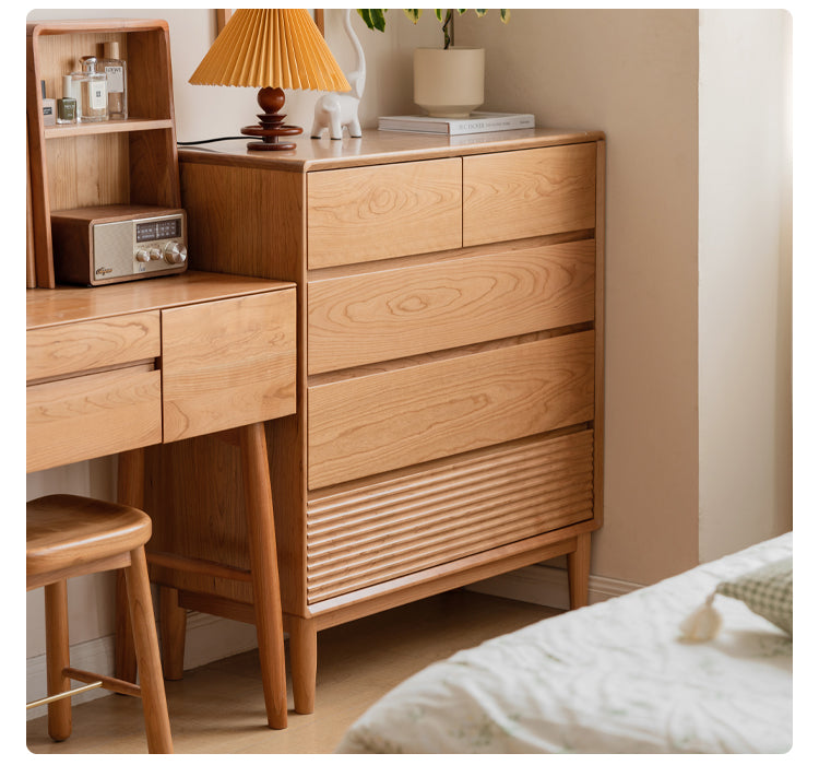 Cherry Solid Wood Vintage Dresser, Drawer