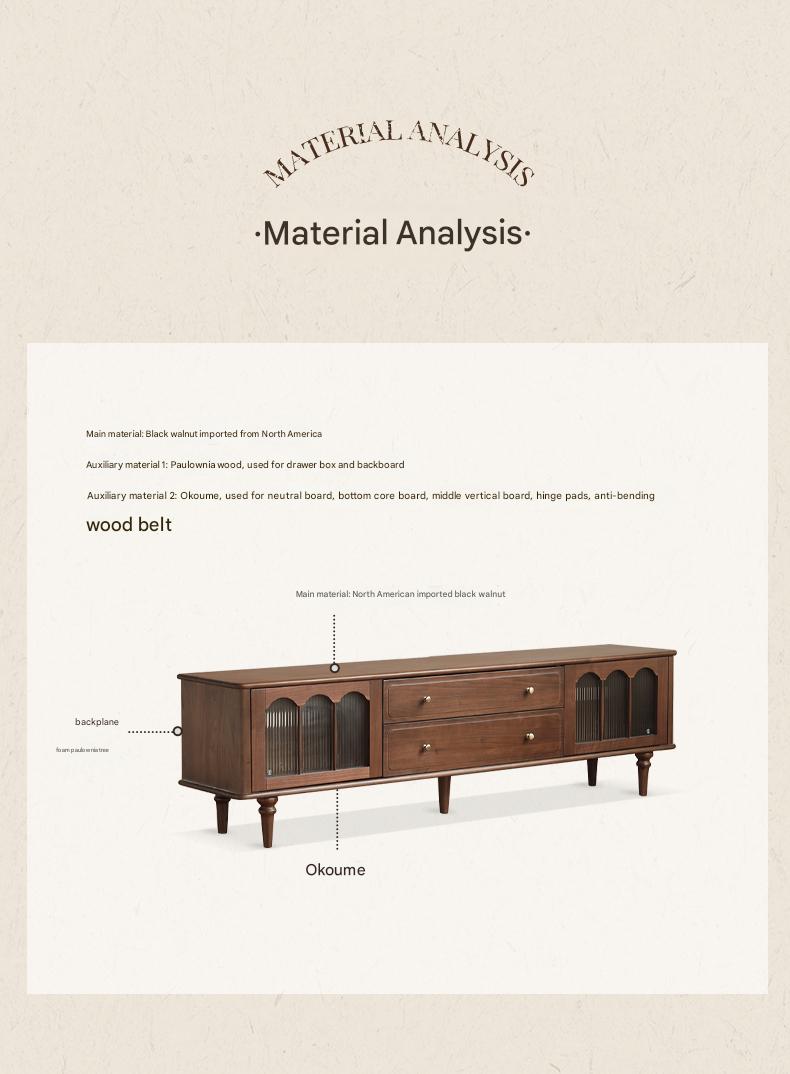 Black Walnut Solid Wood American Retro TV Cabinet.