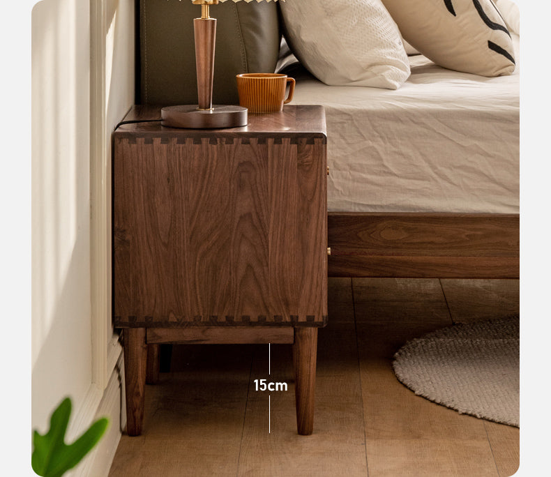Black Walnut Solid Wood Nightstand.