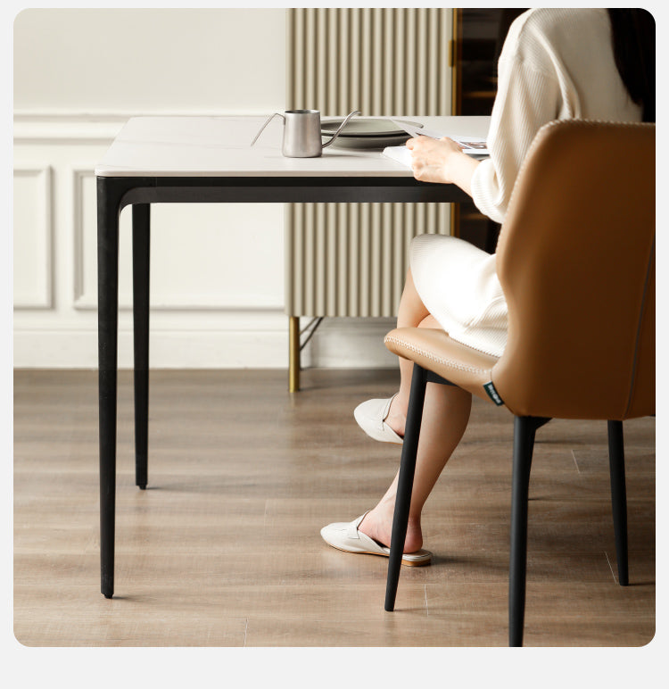 Rock Slab+Metal Italian Light Luxury Black Dining Table